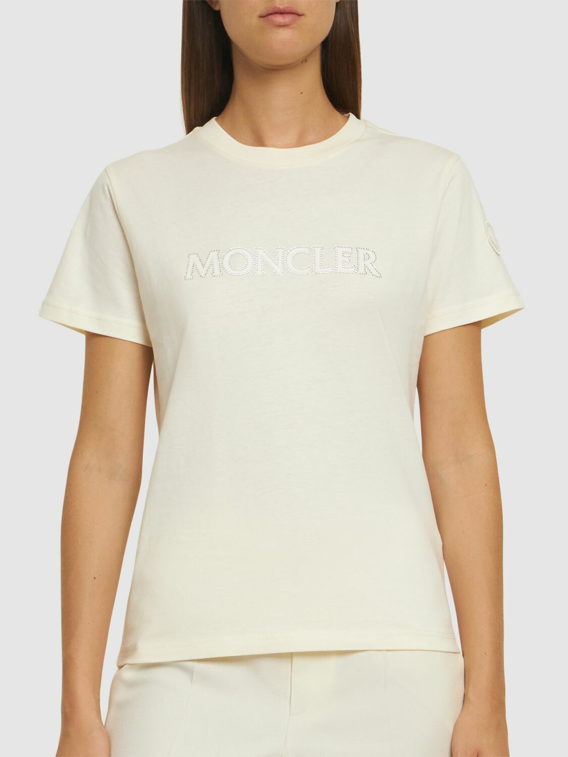 MONCLER Crystal Logo Cotton T-shirt Moncler