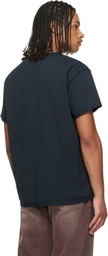 Les Tien Black Lightweight Binded Neck Inside Out T-shirt