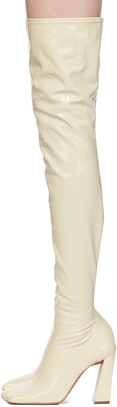 Stivali Donna Alti Al Ginocchio Tacco A Blocco Punta – Stretch – Tacco 10cm – Clubwear - Foto 2