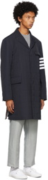 Thom Browne Navy Down 4-Bar Chesterfield Coat