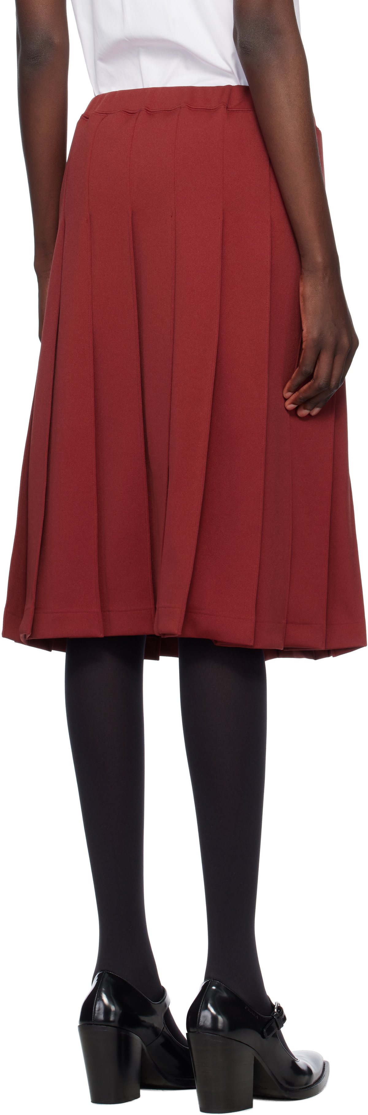 Comme des Garçons Girl Burgundy Polyester Jersey Midi Skirt