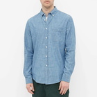 Portuguese Flannel Men's Button Down Chambray Shirt in Blue