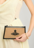 Vivienne Westwood Logo-appliquéd Raffia Clutch - Natural - One Size