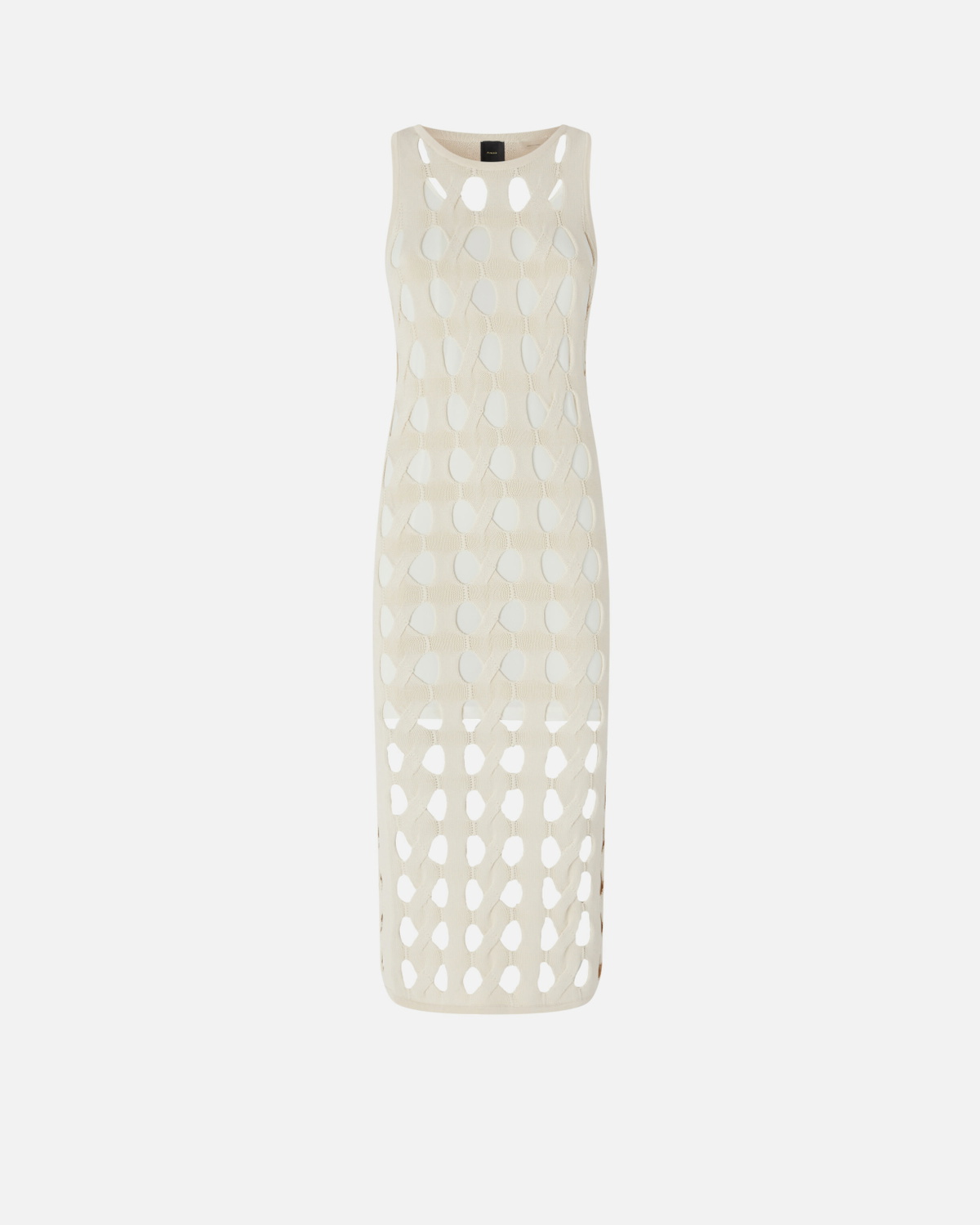 Pinko Perforated Knit Midi Dress Swan White