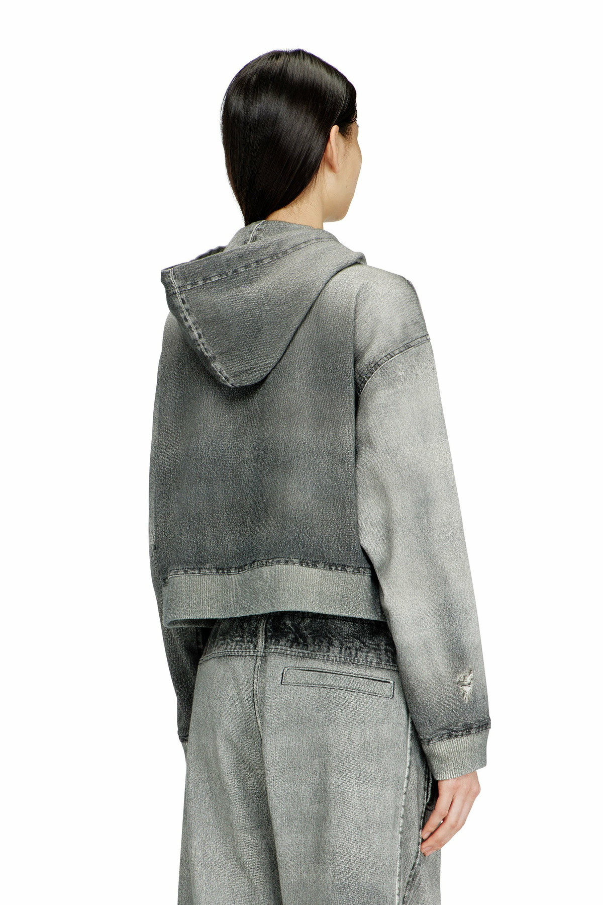 Diesel Zip-up hoodie in trompe l'oeil Jogg Jeans - Sweaters Womens in Grey