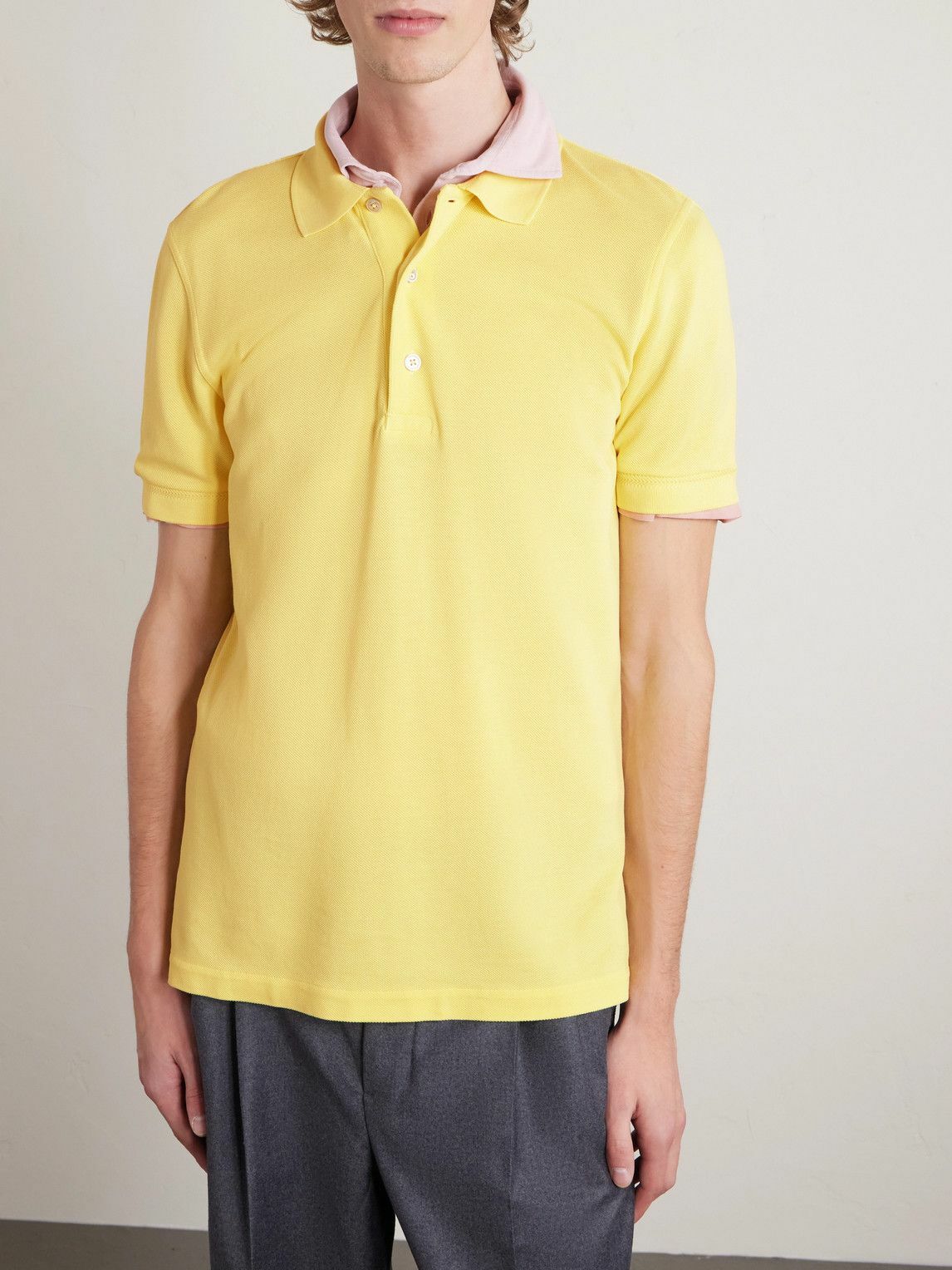 TOM FORD - Slim-Fit Lyocell and Cotton-Blend Piqué Polo Shirt - Yellow
