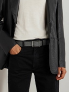 Berluti - 3.5cm Leather-Trimmed Woven Elastic Belt - Gray