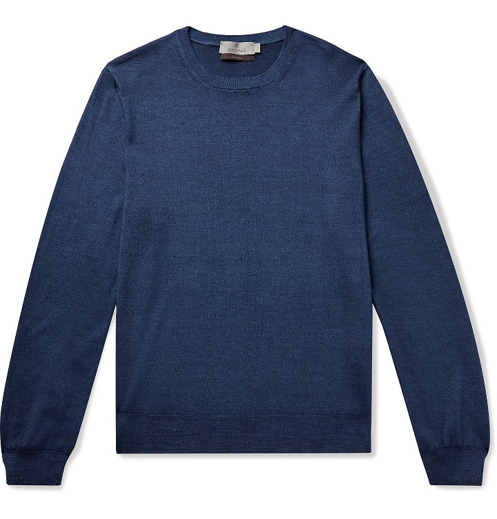 Photo: CANALI - Wool and Silk-Blend Sweater - Blue