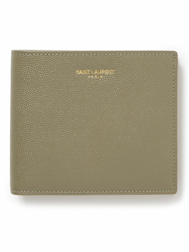 Photo: SAINT LAURENT - Logo-Print Pebble-Grain Leather Billfold Wallet - Green