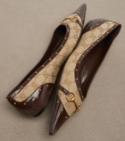 Gucci Savoy Horsebit leather-trimmed ballet flats