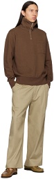 Universal Works Brown Half-Zip Sweatshirt
