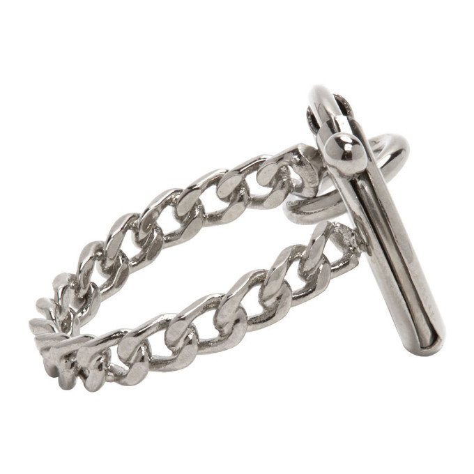 MM6 Maison Margiela Silver Clasp Curb Chain Ring MM6 Maison