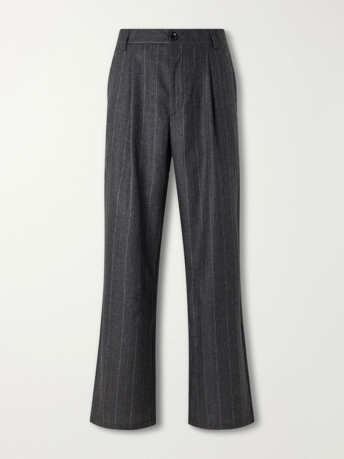 Oliver Spencer - Orsman Flared Pleated Striped Wool-Blend Suit Trousers - Gray