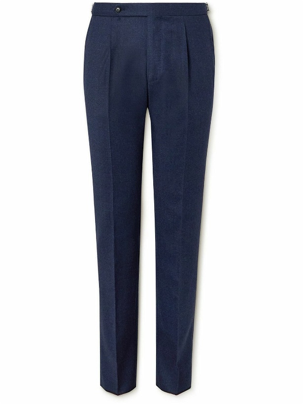 Photo: De Petrillo - Straight-Leg Pleated Wool-Flannel Suit Trousers - Blue