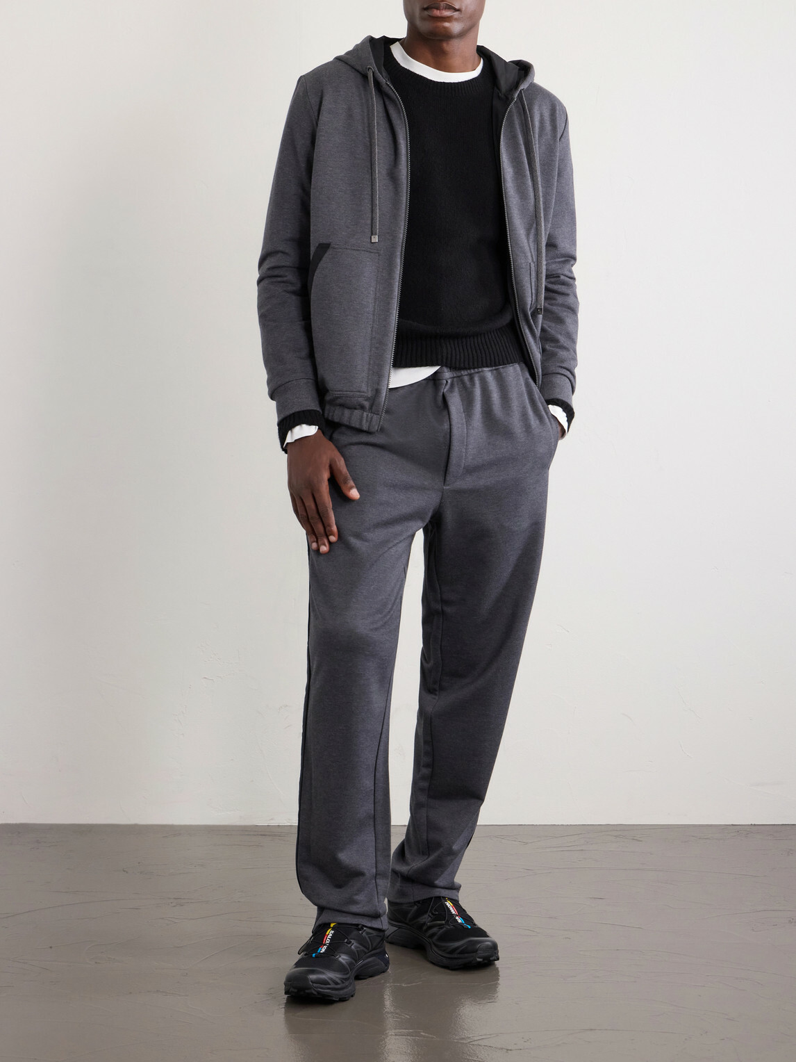 Moncler - Cotton Zip-Up Hoodie - Gray