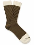 Mr P. - Two-Tone Recycled Cotton-Blend Socks