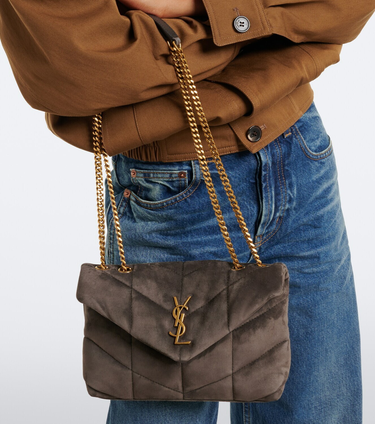 Saint Laurent Toy Puffer quilted suede shoulder bag