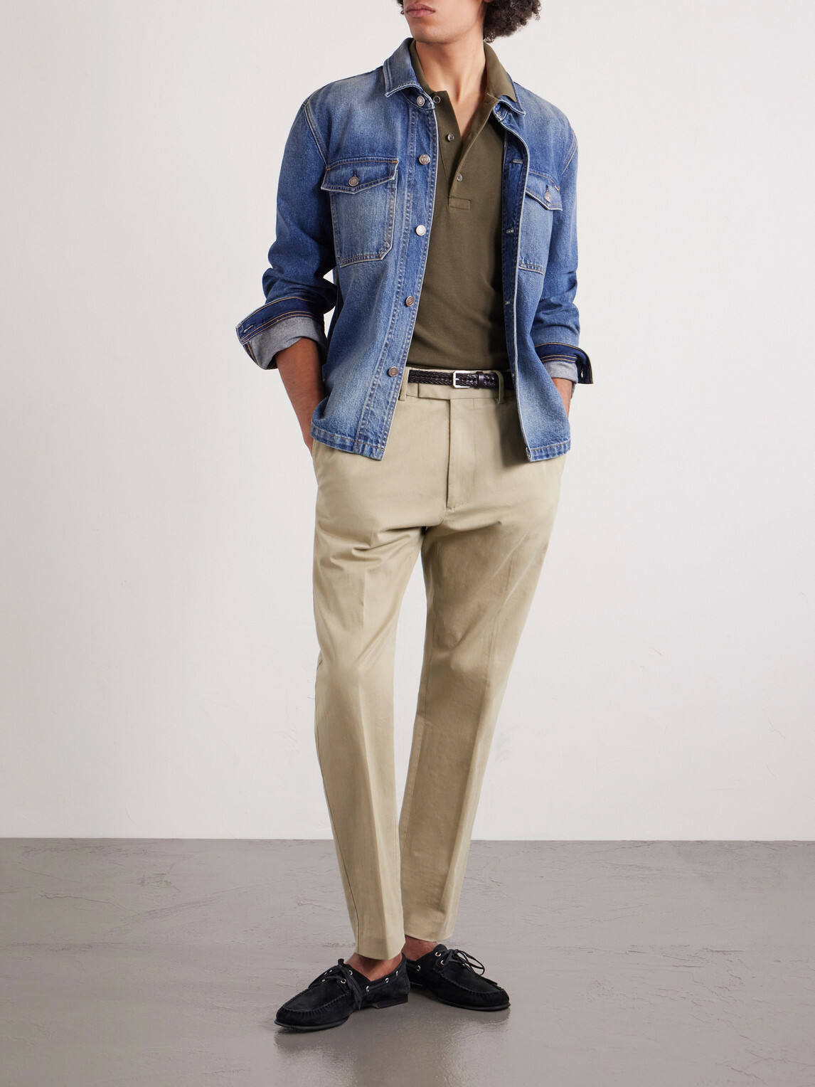 TOM FORD - Tapered Cotton-Blend Twill Trousers - Neutrals