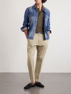 TOM FORD - Tapered Cotton-Blend Twill Trousers - Neutrals