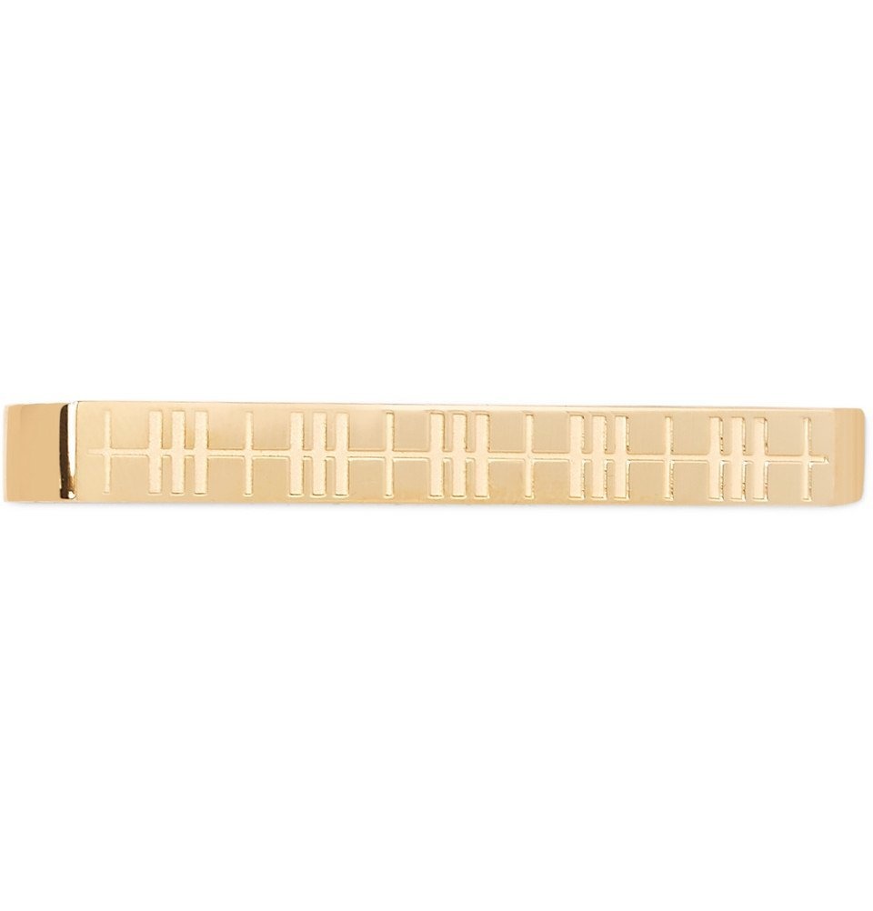 Burberry Check Engraved Gold Tone Tie Bar