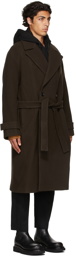 Juun.J Brown Wool Layered Coat