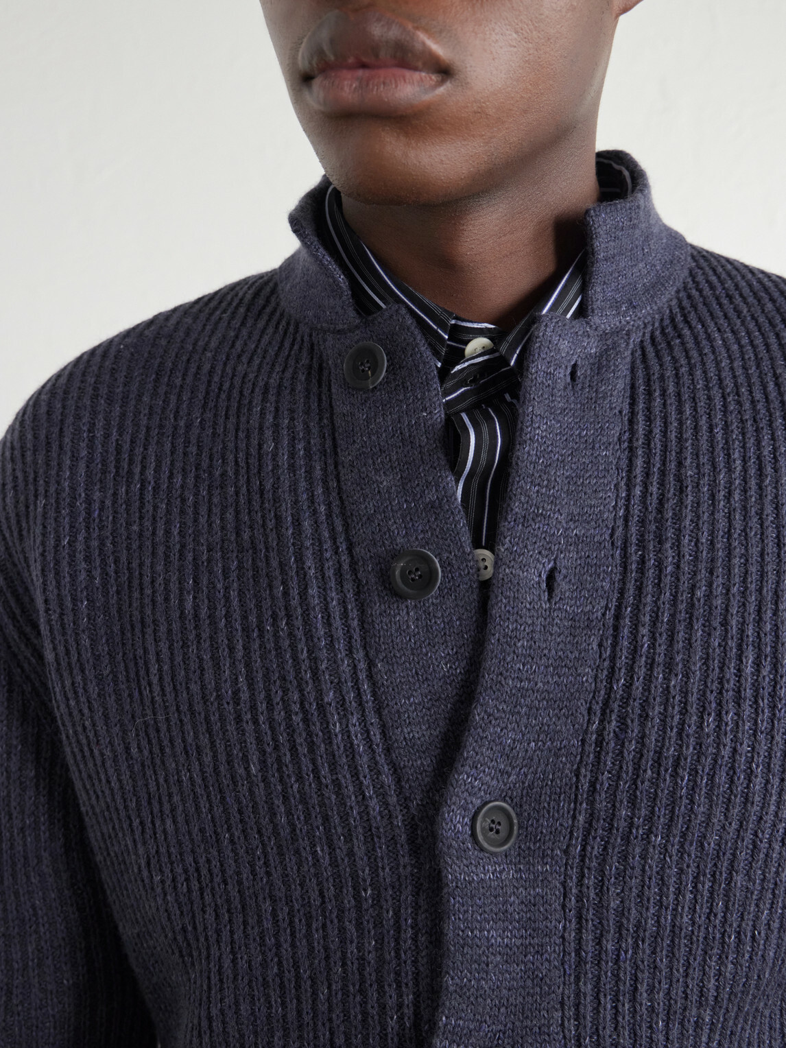 Inis Meáin - Boatbuilder Wool and Linen-Blend Cardigan - Blue