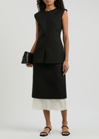 Rohe Layered Silk-satin and Woven Midi Skirt Black