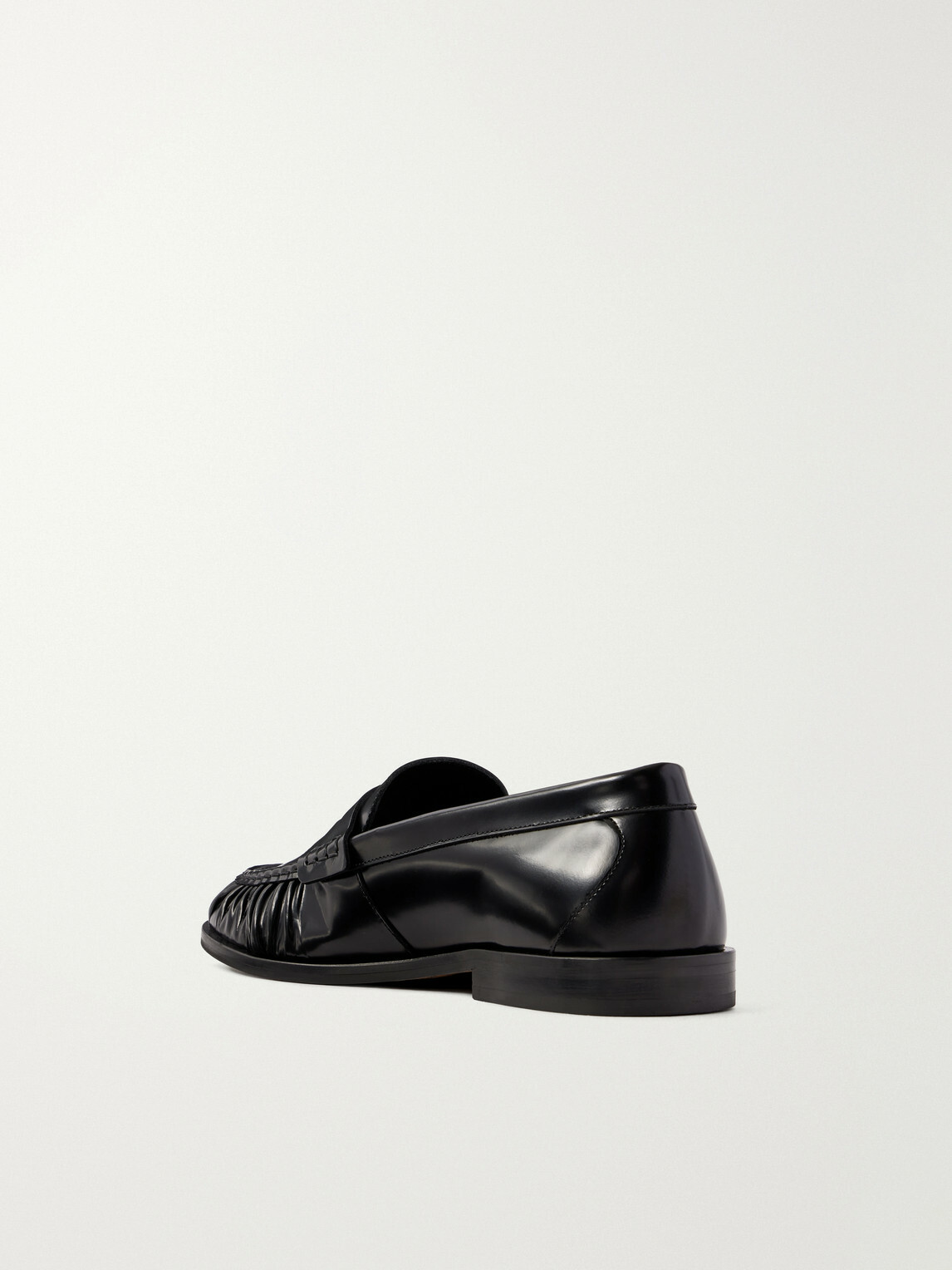 VINNY's - Louee Gathered Leather Loafers - Black