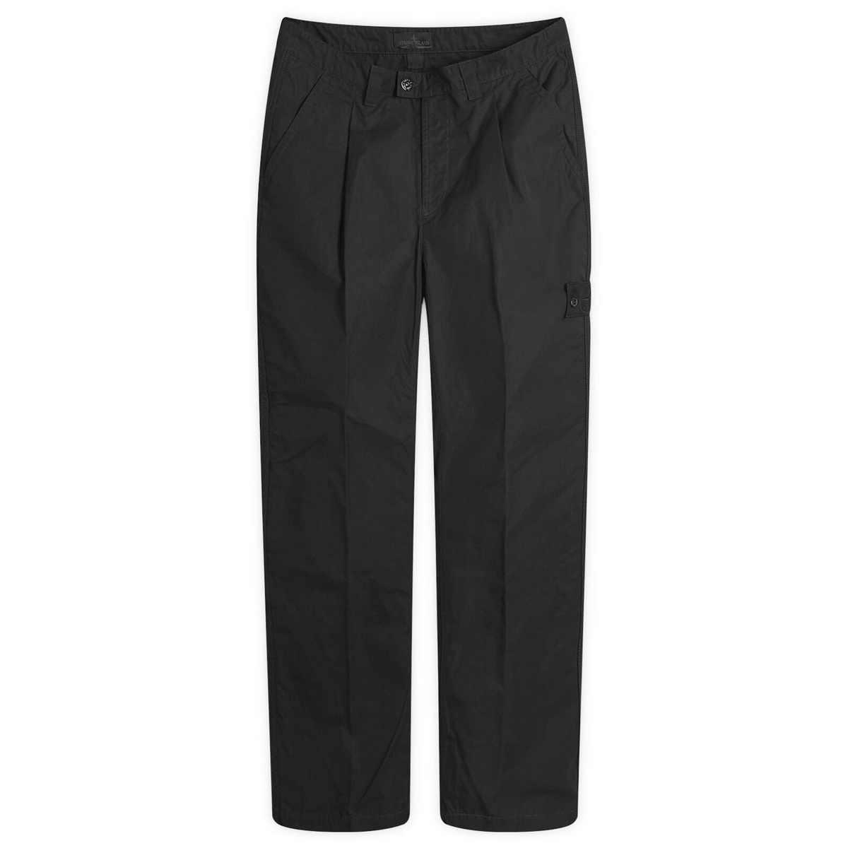 Stone Island Men's Ghost Ventile Pleated Pant in Black Stone Island
