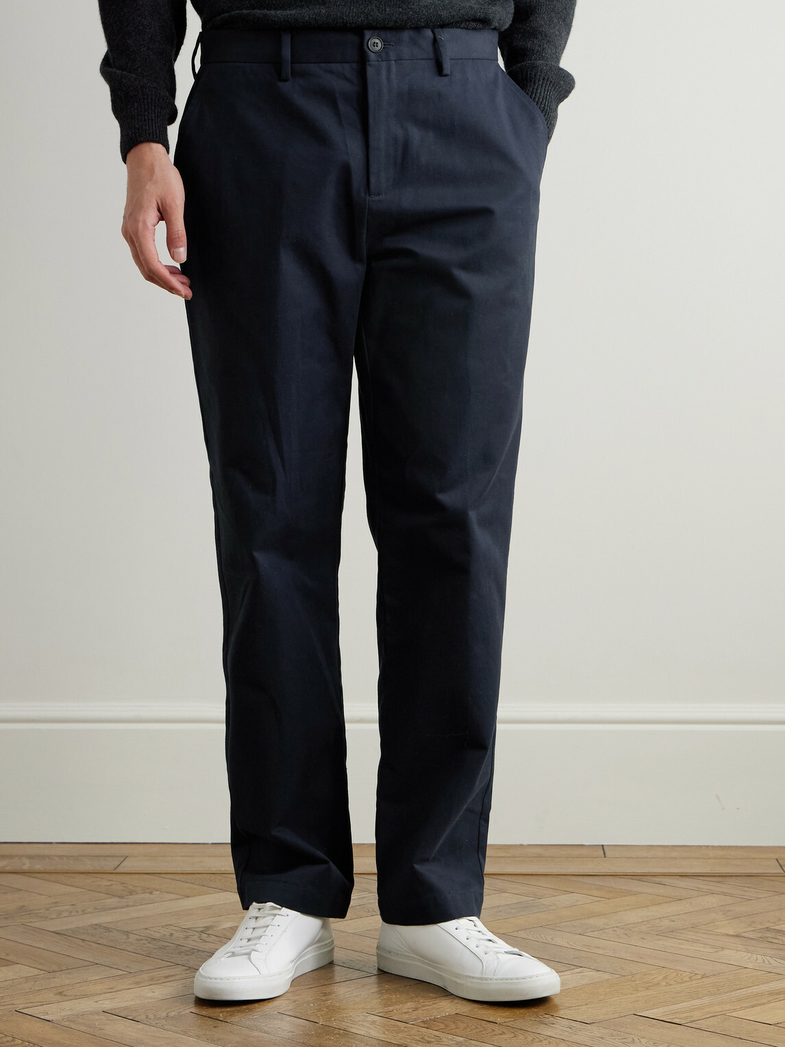 Sunspel - Straight-Leg Cotton-Drill Trousers - Blue