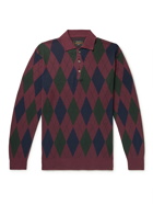 Beams Plus - Argyle Cotton-Jacquard Polo Shirt - Burgundy