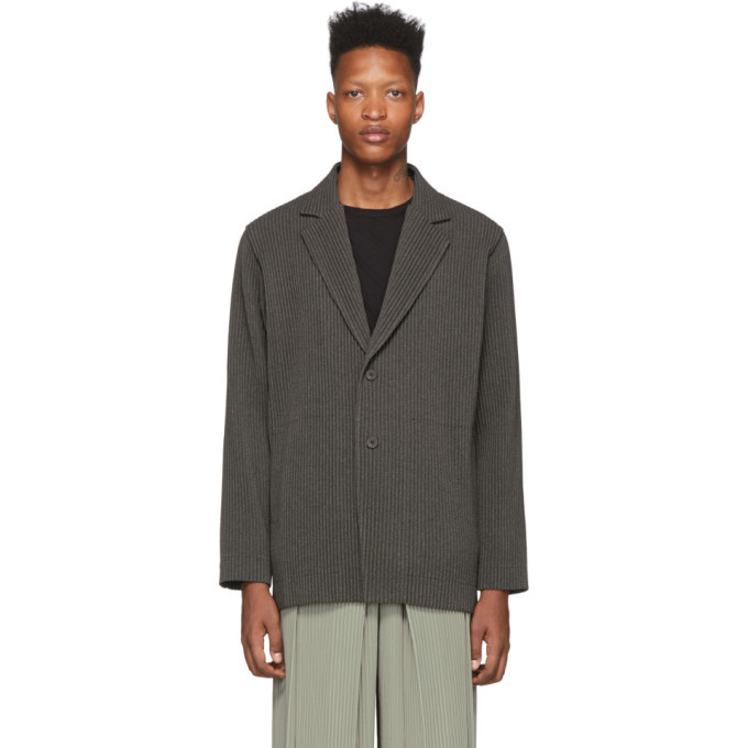 Homme Plisse Issey Miyake Grey Wool-Like Blazer Homme Plisse Issey