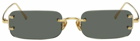 LINDA FARROW Gold & Black Taylor Sunglasses