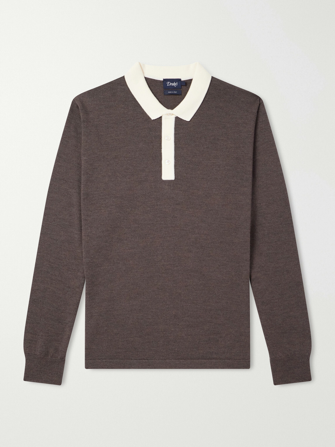 Drake's - Merino Wool-Jersey Polo Shirt - Brown