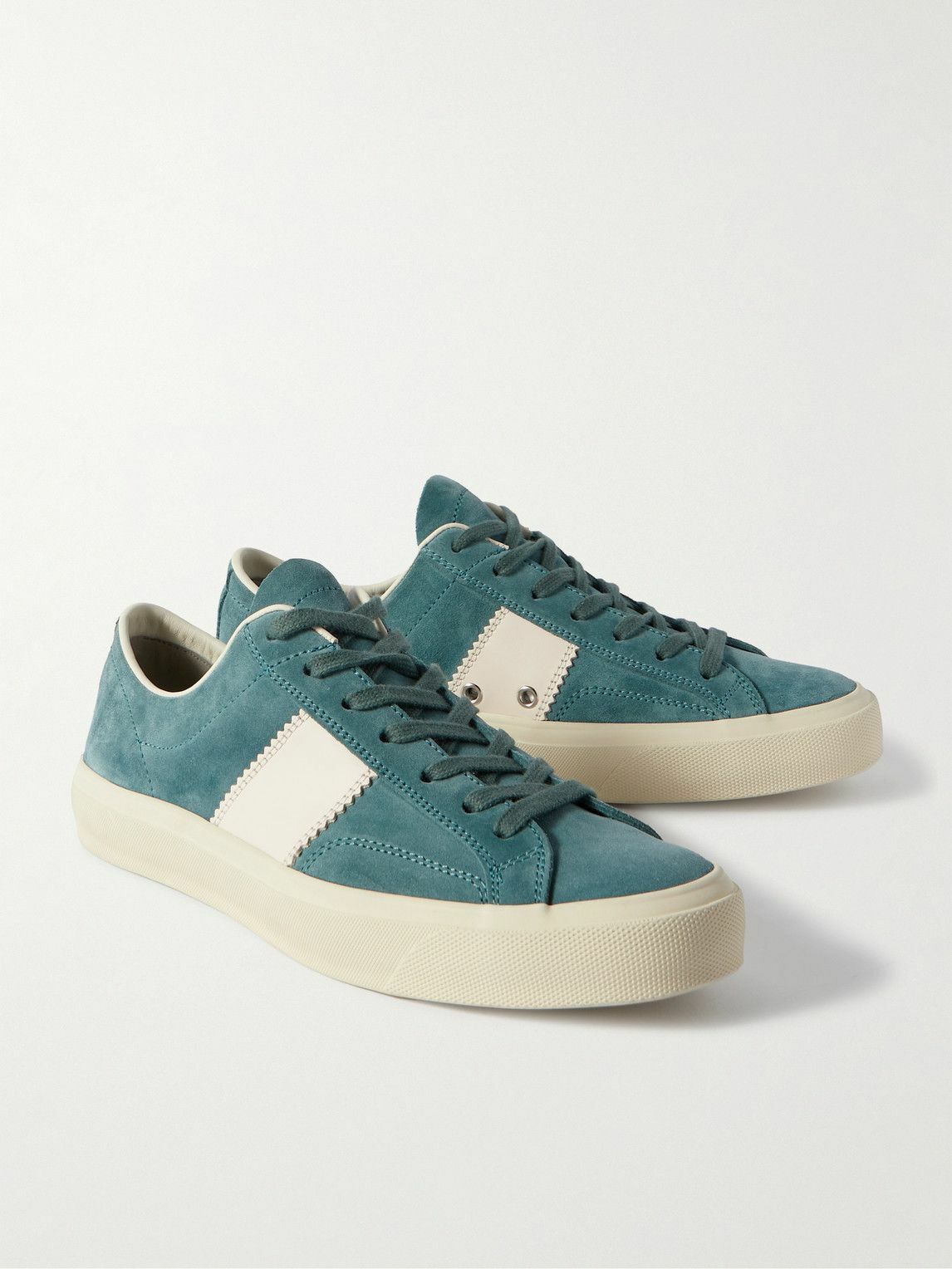 TOM FORD - Cambridge Leather-Trimmed Suede Sneakers - Blue TOM FORD