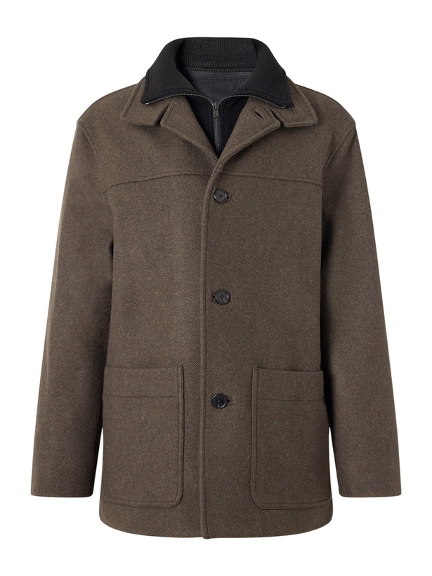 Photo: Margaret Howell - Knit-Trimmed Wool-Blend Melton Coat - Brown