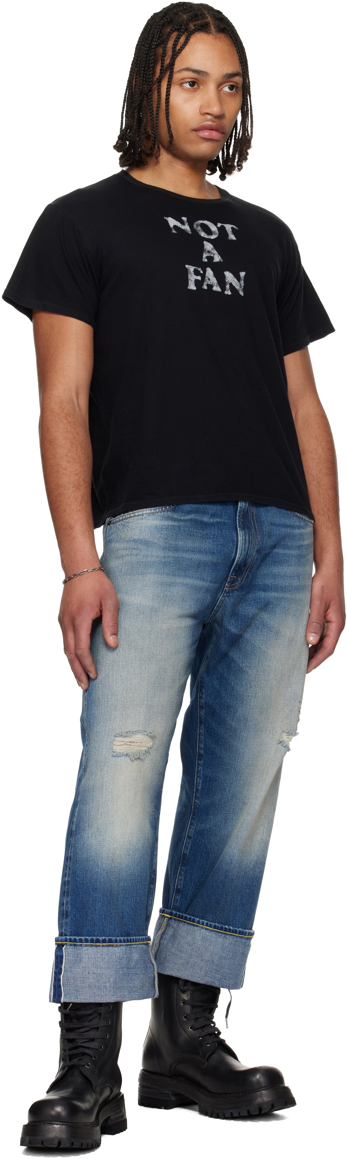 R13 Black 'Not A Fan' Boy T-shirt