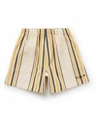 BODE - Namesake Wide-Leg Logo-Embroidered Striped Cotton Shorts - Yellow