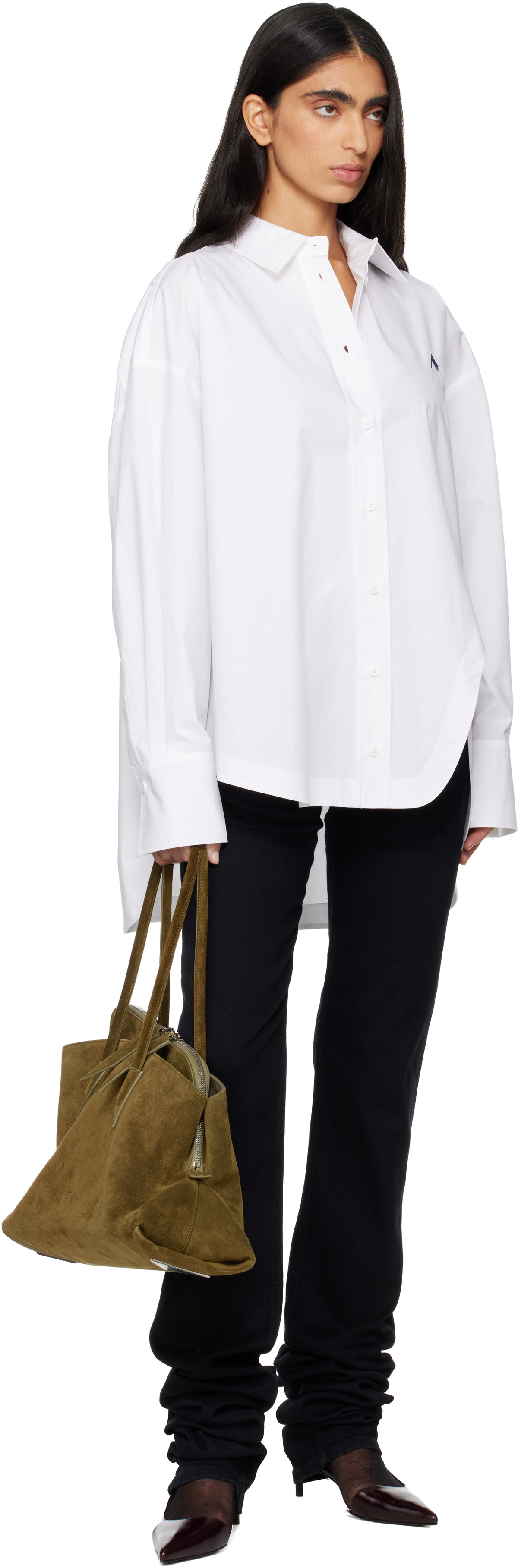 The Attico Khaki 'La Passeggiata Medium' Top Handle Bag