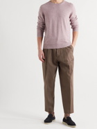 Tod's - Tapered Pleated Cotton and Linen-Blend Twill Trousers - Brown