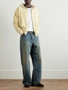 CELINE - Logo-Embroidered Cotton-Blend Velour Zip-Up Hoodie - Yellow