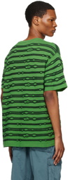 Brain Dead Green Puckered Striped T-Shirt