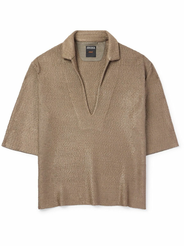 Photo: Zegna - Serengheti Silk and Oasi Linen-Blend Polo Shirt - Brown