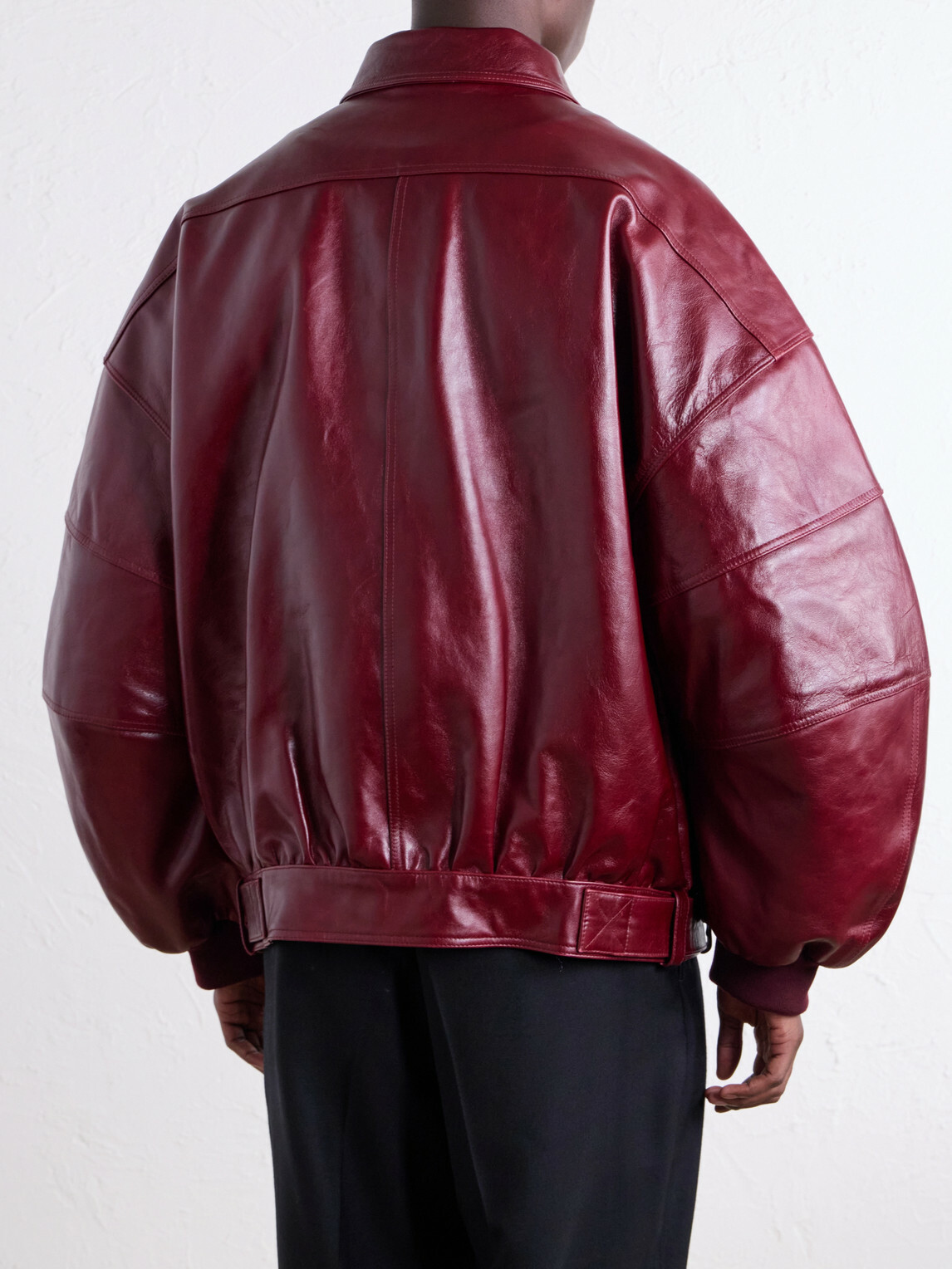 Willy Chavarria - OS Hustler´s Oversized Leather Jacket - Burgundy