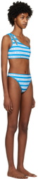 Balmain White & Blue Striped Bikini