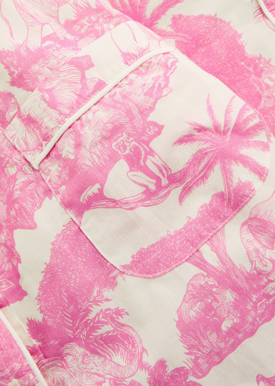 Desmond & Dempsey Loxodonta Printed Cotton Pyjama set Pink