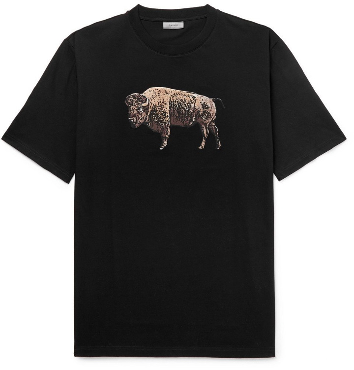 Photo: Lanvin - Printed Cotton-Jersey T-Shirt - Men - Black