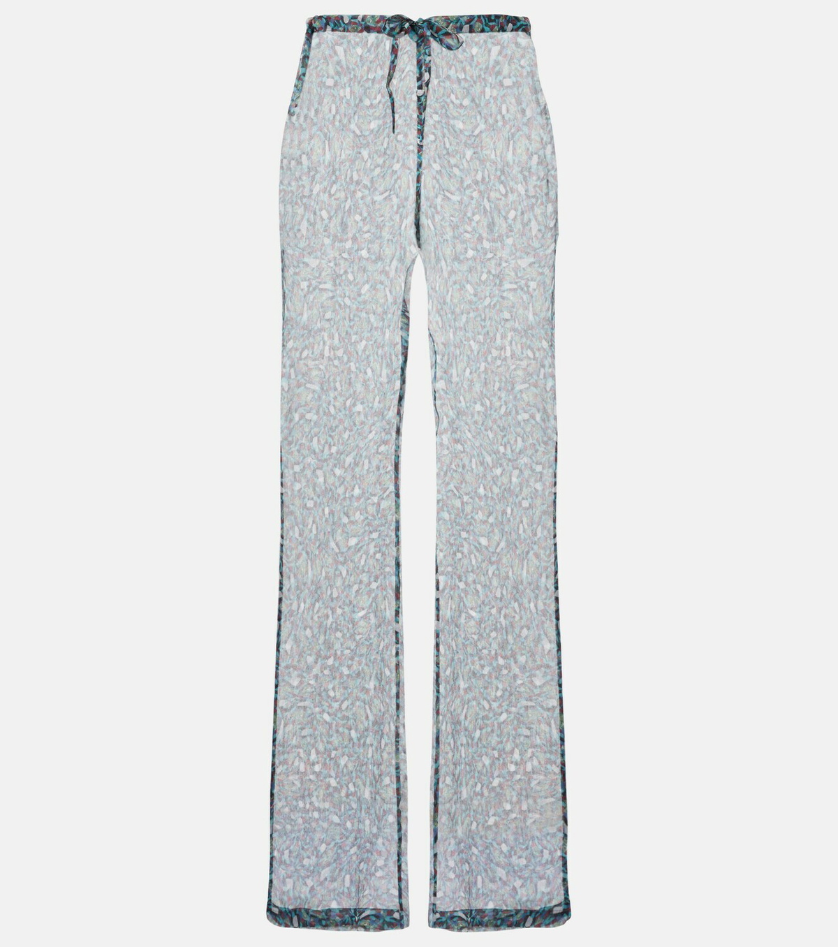 Dries Van Noten Printed sheer silk wide-leg pants
