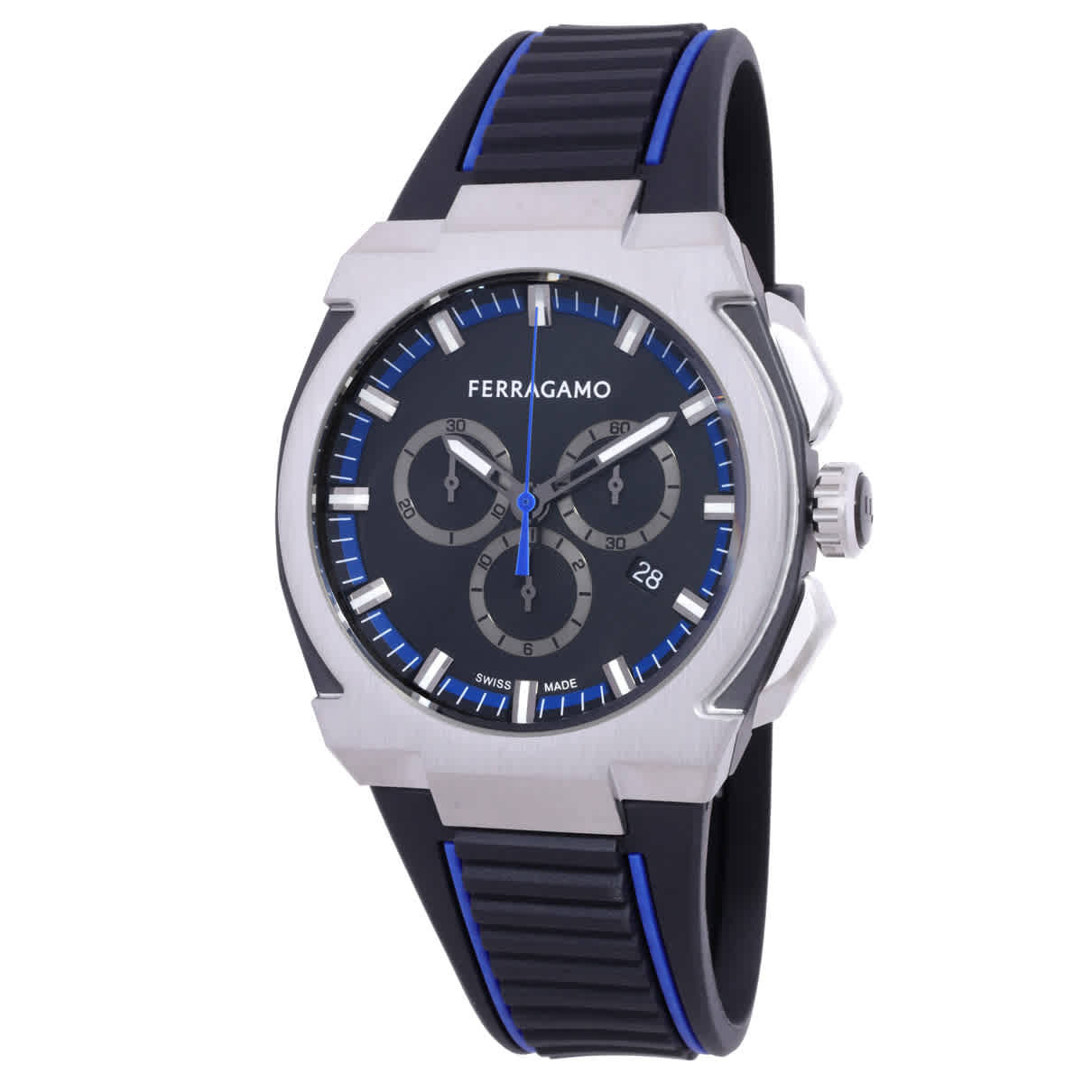 Ferragamo Edge Chronograph Quartz Black Dial Mens Watch SFK200123