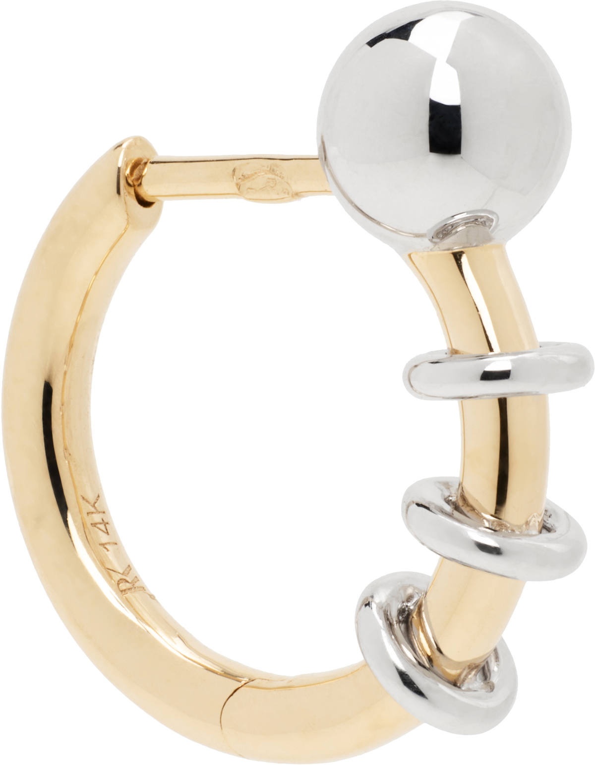 Rainbow K Gold & White Gold Punk Nano Single Earring